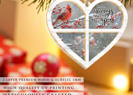 Cardinal Christmas Ornaments, Sympathy Gift for Loss of Loved One, Memorial Gifts for Loss of Mom, Dad, Grandma, Grandpa, (Cardinal Heart)
