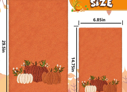 JarThenaAMCS 3Pcs Fall Hand Towels Embroidered Pumpkin Truck Pinecone Cotton Bathroom Towels Autumn Dish Towel for Thanksgiving Drying Cleaning Cooking Gift, 29.5 x 13.7 Inch
