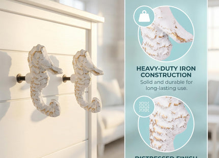 VOSAREA 2PCS Seashell Knobs Nautical Door Handle Beach Ocean Cabinet Drawer Cupboard Pull Sea Drawer Knobs Dresser Knobs Handles for Kitchen Furniture Cabinet Wardrobe Cupboard