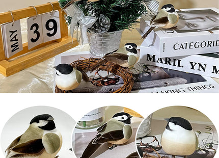 6pcs Artificial Chickadee Birds 4Inch Clip on Bird Ornaments for Christmas Tree Decoration Wreaths Craft Home Party Decor Figurines