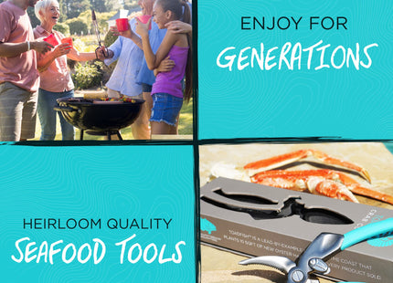 Toadfish Crab Leg Cracker Tool - Seafood Shell Cracking Tool - Stainless Steel Serrated Cutter - Ergonomic Non-Slip Grip - Built-In Bottle Opener Outfitters