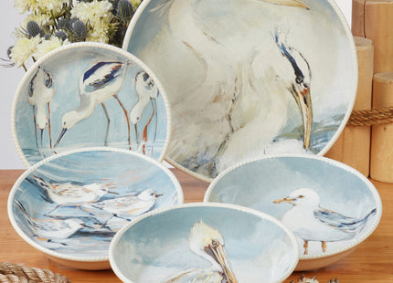 Shorebirds 18 oz. Ceramic Mugs, Set of 4 – Coastal Coffee Cups with Heron, Seagull, and Shorebird Artwork – Nature-Inspired Mugs for Hot Beverages, Breakfast, Gifting, or Display