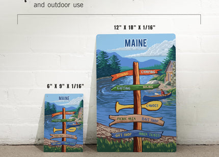 Lantern Press Maine, Signpost, River, 12x18 Inch Aluminum Sign, Indoor or Outdoor Use