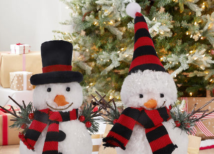winemana Christmas Table Decorations, Set of 2 Snowman with Pine Cone Twigs, Winter Tabletop Decor for Indoor Home Kitchen Office Room Xmas Gifts Holiday Party (Red)