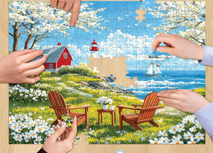 500 Pieces Puzzles for Adults, Relaxing Coastal Lighthouse Jigsaw Puzzles, Premium Seaside Scenic Landscape Wall Art for Home Decor, Challenging Gift for Women & Men, 20.5x15 in