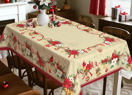 Arquiel Christmas Tablecloth 55 x 70 Inch Rectangular, Cardinal Print