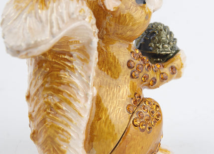 SEVENBEES Hand Painted Squirrel Jewelry Boxes Trinket Box Hinged Squirrel Figurine Gift for Women Girls