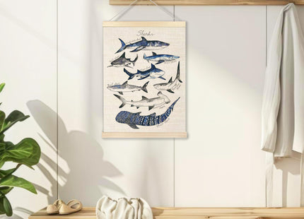 Ecezatik Sharks Poster Hanger Frame, Wall Art for Coastal Home & Beach Room Decor, Shark Hanging Wall Decor, 12x16
