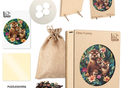 Leodozzio 500Pcs Wooden Jigsaw Puzzle Otter Family Wall Decor 16.5x16.5in