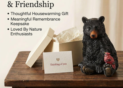 The Bridge Collection Black Bear and Cardinal Friend Figurine