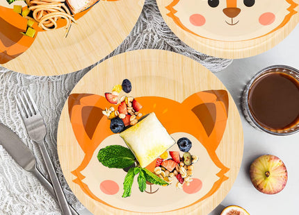 50 Pcs Fox Party Supplies Woodland Animal Fox Paper Plates 7"Fox Dessert Plates Disposable Jungle Animal Fox Plates for Fox Theme Jungle Animal Baby Shower Cartoon Fox Birthday Party Decorations(Fox)