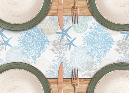 Coastal Table Runner 13x36 Inch Blue Summer Beach Nautical Table Runners Modern Kitchen Dining Table Decor Rustic Coffee Table Dresser for Home Holiday Party Decor (13"x36", Coastal)