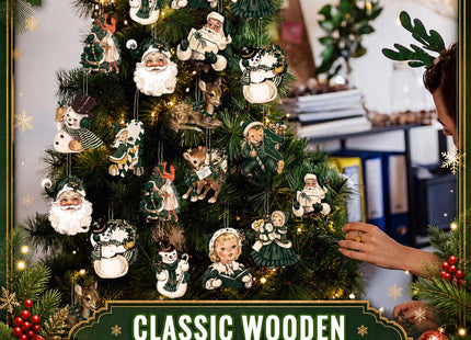Huwena 36 Pcs Vintage Christmas Tree Ornaments, Classic, Pine Green
