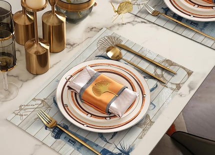 Crab Ocean Placemats Set of 6 Nautical Lighthouse Table Mats Washable Coastal Place Mats for Home Party Indoor Kitchen Dining Table Decoration 12x18 Inch