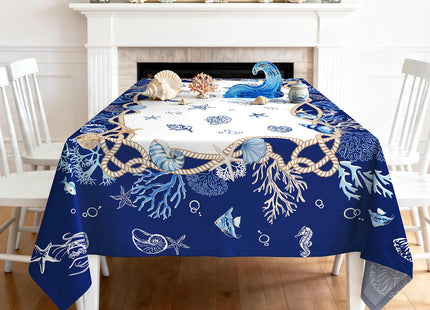 Arquiel Sea Life Tablecloth 60 x 84 Inch Rectangular, Nautical Style