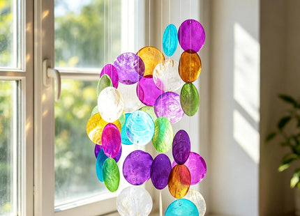 YU FENG 19.6 Inch Capiz Seashell Wind Chimes, Coastal Garden Decor
