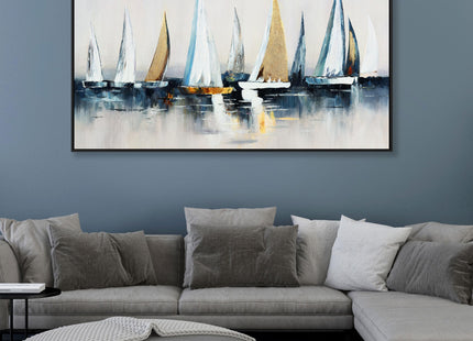 Canvas Wall Art Abstract Wall Decor Sailboat Picture Framed Artwork Modern Aesthetic Suitable for Living Room Bedroom and Office Home Wall Decor 20"x40"
