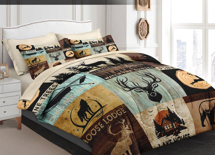 WeCozy Queen Comforter Set with Sheets, 7 Pieces Deer Bear Bedding