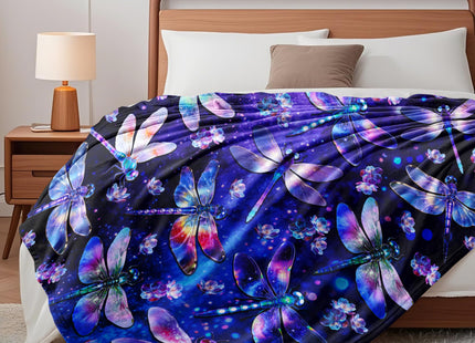 Dragonfly Blanket Gifts for Women Girls Soft Flannel Dragonfly Throw Blanket Merch Stuff Decor for Dragon Fly Lovers 50"X 40"