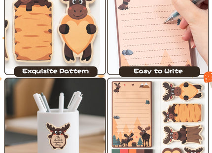 B1ykin Sticky Notes Set - 550 Sheets Memo Writing Pa9d Heart Moose Design