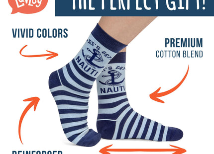 Lavley Let's Get Nauti Socks Funny Nautical Gift for Boat & Sailing Lovers