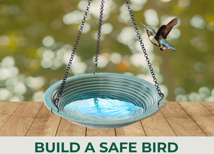 BYER OF MAINE Circles Hanging Bird Bath, 14”x14”x34” adj, Porcelain