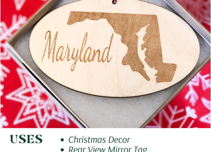 Maine Christmas Ornament | Wooden State Ornament Gift