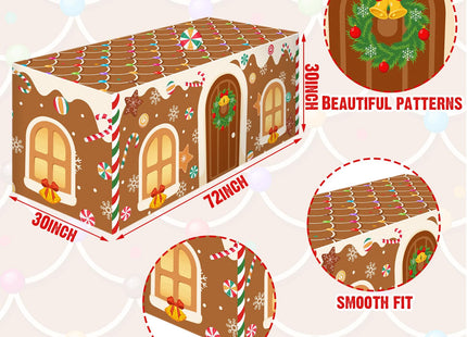 VitalCozy Christmas Tablecloth Fit,72" X 30",Gingerbread House