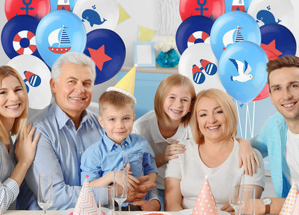 45 Pcs Nautical Balloons Bulk, Nautical Party Latex Balloons Decorations