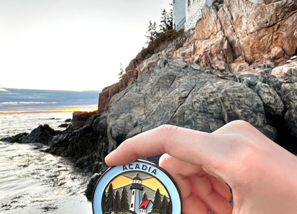 Stunning Black Nickel US | Canada National Park Fridge Magnet for Nature Enthusiasts, Gift,Destination (National Parks), Collectible Souvenirs, National Parks Gifts (Acadia)