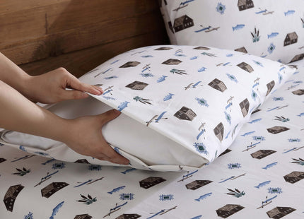 Cozy Cabin 3-Piece Twin Microfiber Sheet Set, Lake Day