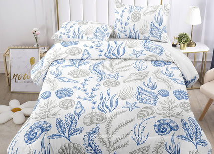 Raphus Cucullatus Sea Shell Bedding Comforter Set Full, Beach Theme Ocean Coastal Bed Set, Sea Shell Bedding