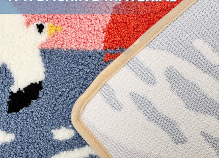 WREWING Beach Sunset Plush Bath Mat, Wave & Seagull Non-Slip Rug with Non-Slip Backing, Soft Absorbent Polyester Floor Mat for Bathroom, Machine Washable Bath Mats 20 x 31 Inches (Red)