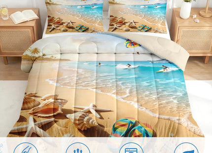 Nesker Full Comforter Set, 3 Pieces Beach Surfing Bedding, All Season