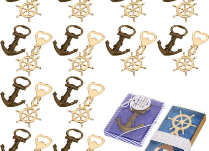 Honeydak 24 Pcs Nautical Bottle Openers Anchor Ship Wheel Antique Metal