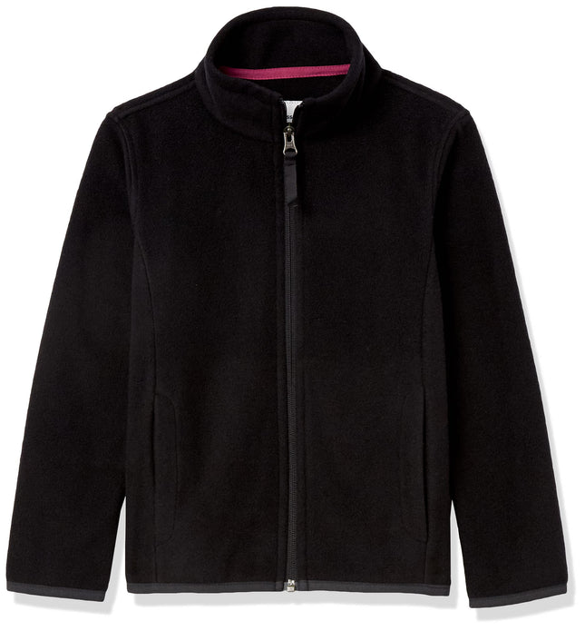 Amazon Essentials Girls' Polar Fleece Full-Zip Mock Jacket, Insulated, Black, Medium