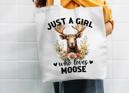 WAITPI Moose Canvas Tote Bag Gifts for Women Moose Lovers Owner, Cute Floral Who Loves Animal Tote Bags, Funny Christmas Aesthetic Reusable Tote Bag for Shopping Camping