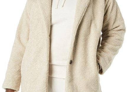 Amazon Essentials Women's Teddy Bear Fleece Oversized-Fit Lapel Jacket, Sand, Large