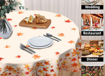 ABSOP Fall Maple Leaf Round Tablecloth 60 Inch Orange Circle Table Cloth