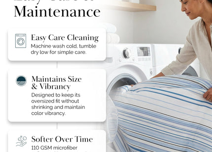 Twin XL Coastal Comforter Set w/ 1 Pillow Sham, Coastal Stripe Blue Bedding