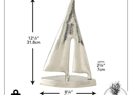 WHW Whole House Worlds Silver Sailboat Sculpture, 8.25 Inches Tall