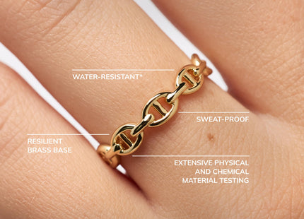 Ana Luisa 14K Gold Plated Iver Anchor Chainr Ring for Women - Non-Tarnish