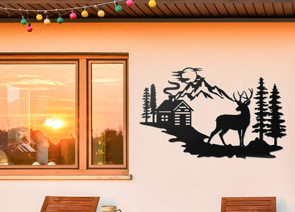 Vivegate Deer Wall Decor – 17.5”X11” Deer Decorations for Home Rustic Forest Wall Decor Deer Pictures Cabin Bathroom Wildlife Metal Wall Art