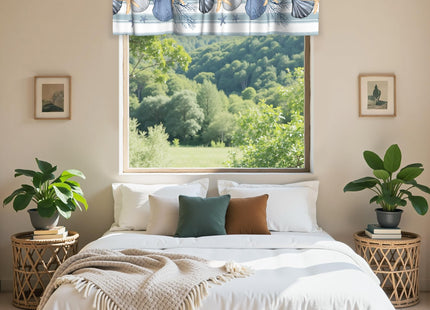 Miaoquhe Coastal Valances for Kitchen Windows 54"x18" Summer Ocean Blue Curtains for Bathroom Nautical Beach Seashells Starfish Short Small Window Treatment Rod Pocket Valance for Bedroom Decor