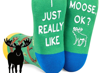 HAPPYPOP Funny Moose Gifts - Moose Lovers Novelty Socks, Crazy Silly Fun Socks for Men & Women