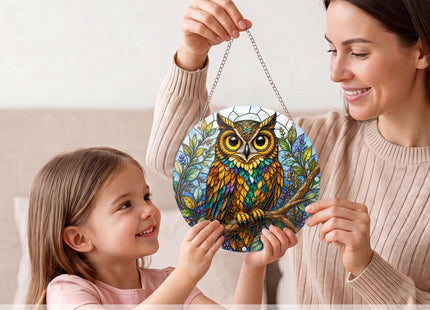 Acrylic Puzzle Suncatcher, Owl Stained Glass Window Hanging, Owl Gifts