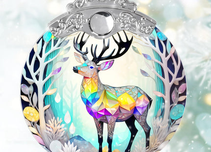 Jocidea Stained Glass Suncatcher, Deer Ornament for Christmas Tree, Holiday Home Decor and Gifts