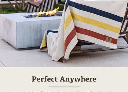 100% Wool Blanket Camping, 60x84" Large Warm Blankets for Winter,Lighthouse