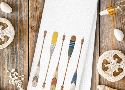 JINYO Boat Oar Nautical Kitchen Towels Set of 2, Lake House Beach House Decor Hand Towels for Bathroom, Coastal Dish Towels Tea Towels for Kitchen, Nautical Beach Bathroom Kitchen Decor, 16x24 Inch