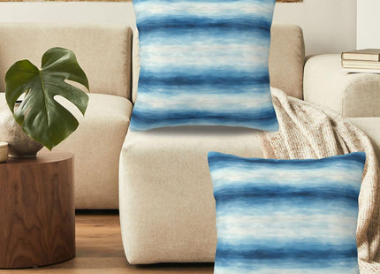 KiuLoam Beach Summer Pillow Covers 18x18 Inch Set of 2 Ocean Blue and Cream Striped Decorative Throw Pillows Outdoor Coastal Decor Cushion Cases for Sofa Bed Couch Living Room